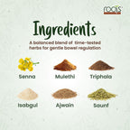Key herbal ingredients in Carmolax Roots Ayurvedic micro granules by Roots by Mendine for natural constipation relief and improved bowel movement