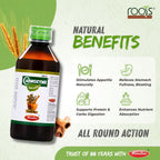 Natural benefits of Carmozyme Naturals Ayurvedic digestive syrup by Roots by Mendine for effective relief from gas, bloating and indigestion