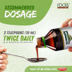 Recommended dosage instructions for Carmozyme Naturals Ayurvedic digestive syrup by Roots by Mendine for safe daily digestive support