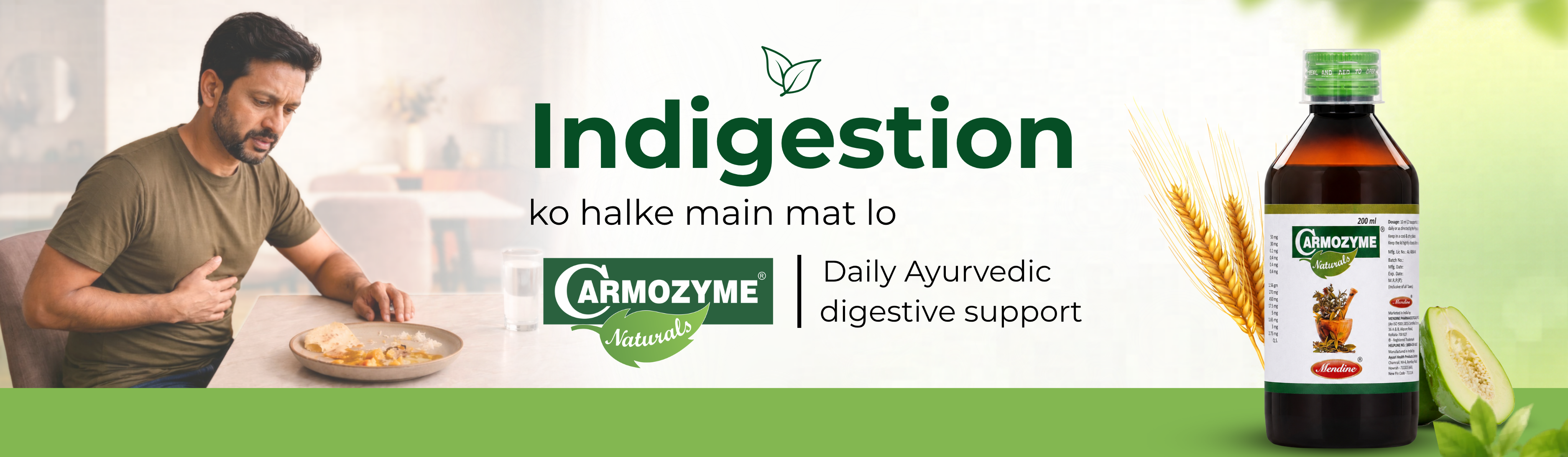 Roots by Mendine Carmozyme Naturals Ayurvedic digestive syrup for natural relief from indigestion, acidity, gas, bloating and daily gut health support